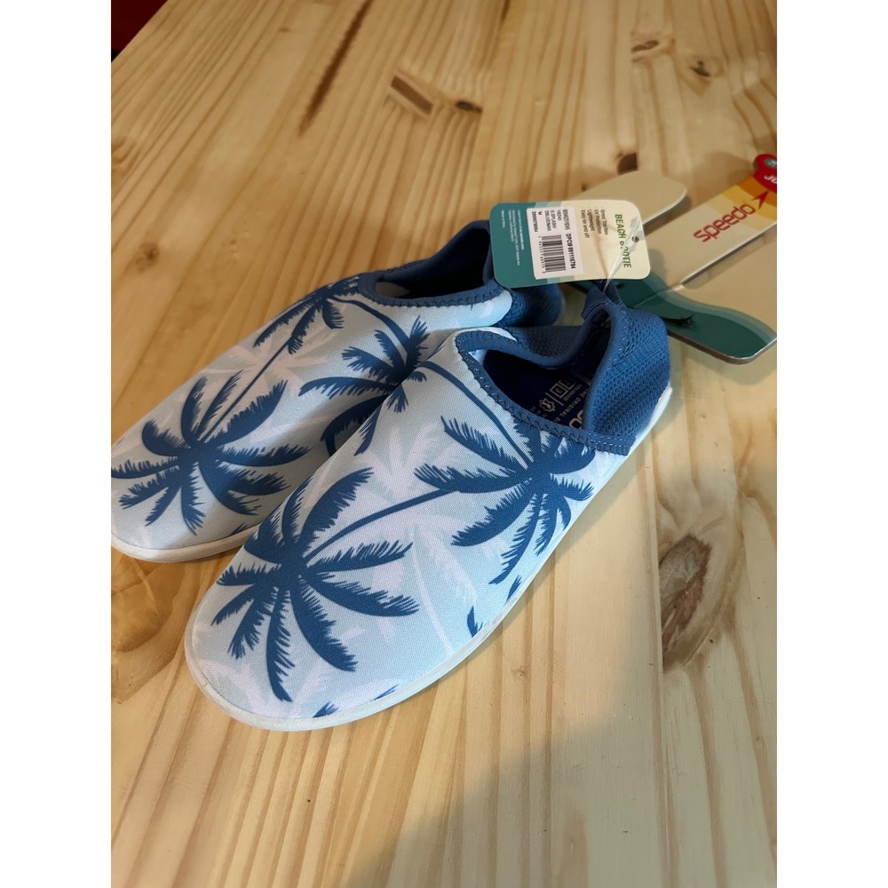 Speedo Junior Beach Bootie Blue Palm Tree Water Shoes Kids Size M 2-3 NEW